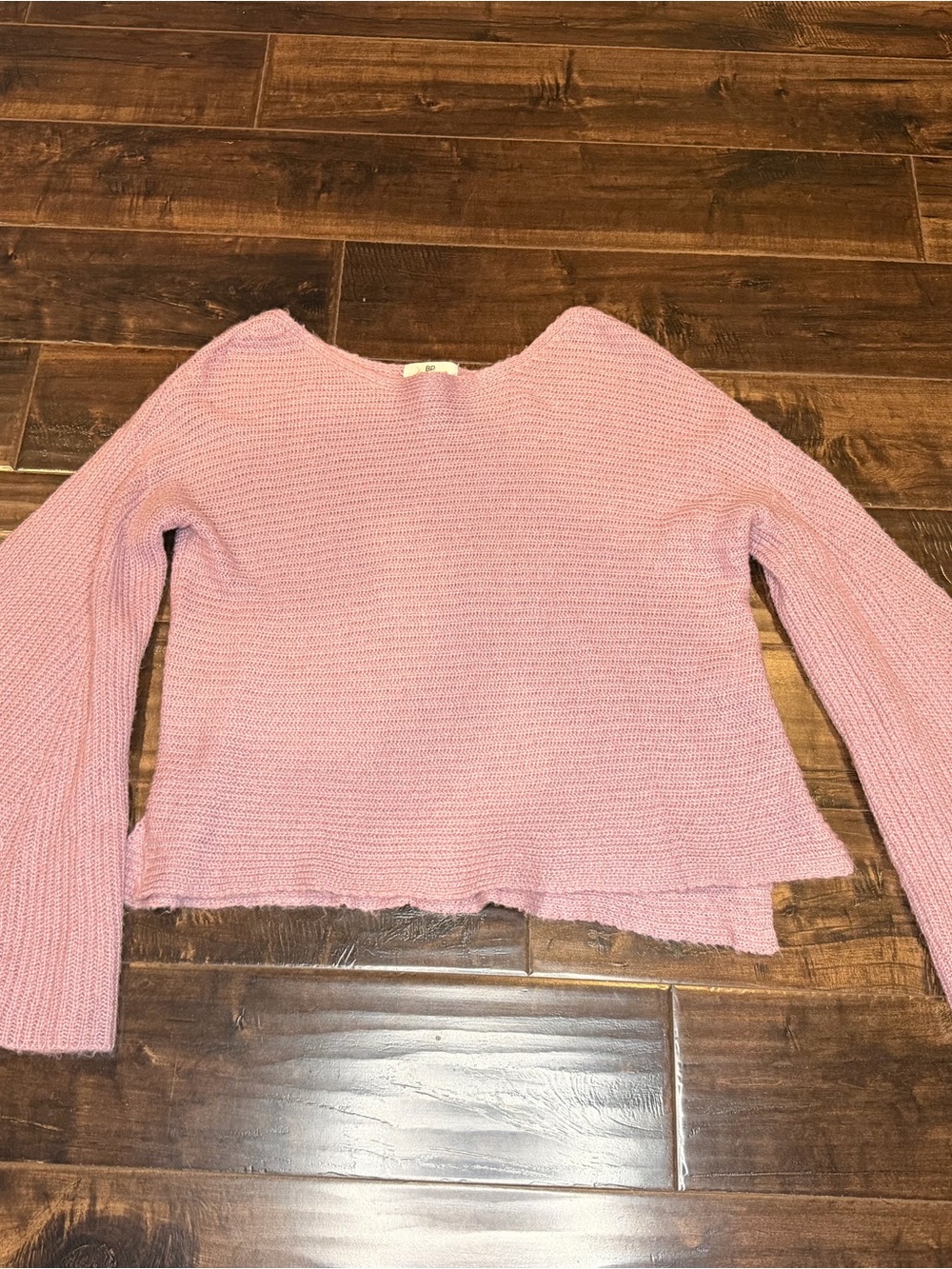 BP Nordstrom Bell Sleeve Sweater Knit Lavender Purple XS Fuzzy High Low Boho